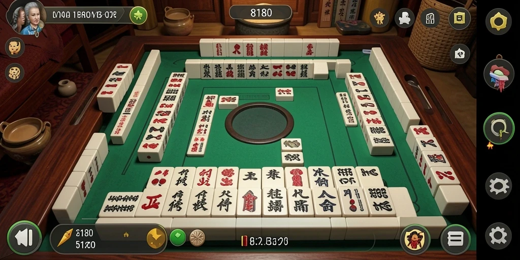 Screenshot permainan 8180 menampilkan permainan Mahjong yang seru dan interaktif.