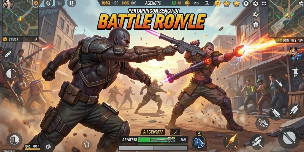 Tampilan gameplay AGEN878 dengan aksi seru di Battle Royale.