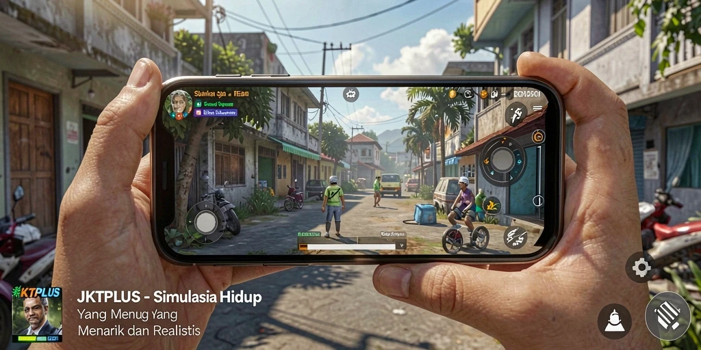 Tampilan screenshot JKTPLUS menampilkan interaksi karakter yang dinamis dalam gameplay.