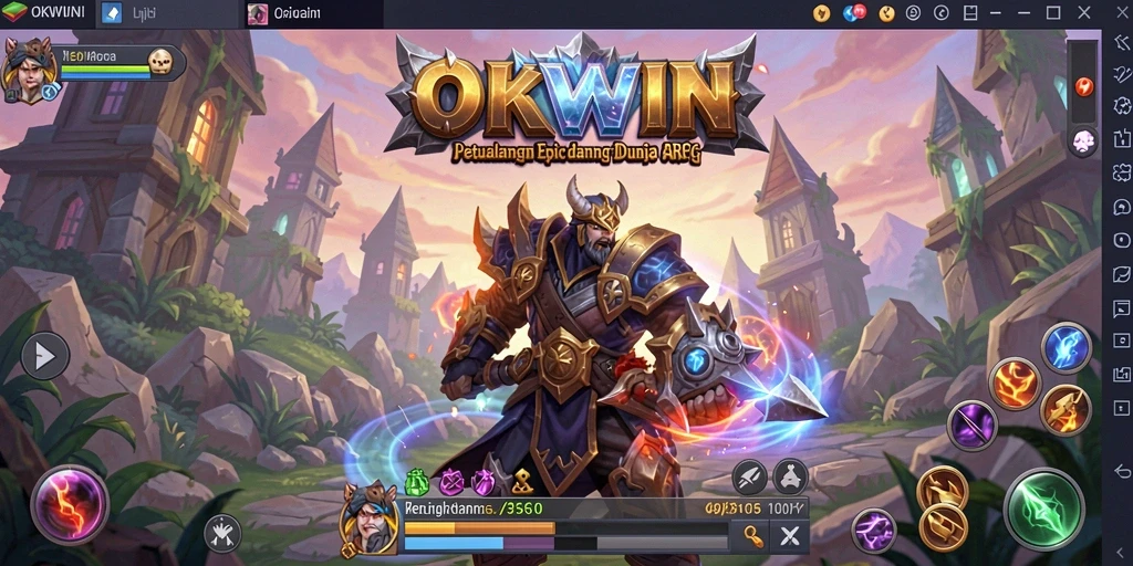 Tampilan gameplay ARPG yang menakjubkan di OKWIN dengan aksi pertarungan yang seru.